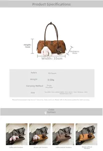 Detaillierte Größentabelle und Farboptionen für große Wildleder Bowlingtasche mit Kaninchen