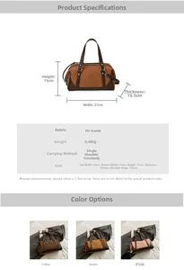 Detailed size chart and specifications for the Maillard style PU leather crossbody handbag