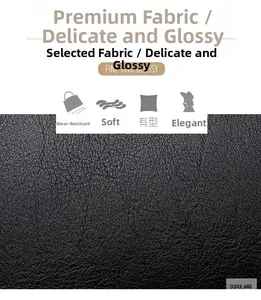 Detail of premium black lychee pattern leather with a soft and wear-resistant texture