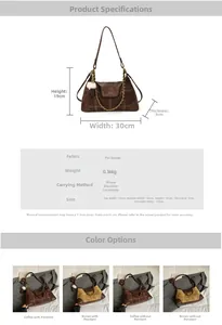 Detail view of large checkered shoulder bag showing 30x19cm dimensions and suede material