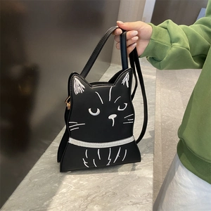 Sac À Bandoulière En Forme De Chat En Cuir PU Broderie Animale De Dessin Animé Sac À Épaule Fantaisie Pour Femmes Filles