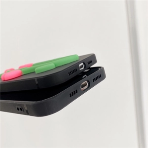 Detail view of precise bottom cutouts for charging ports on 3D tulip silicone phone cases