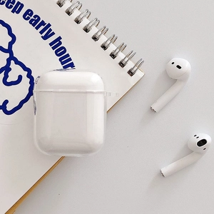 Clear acrylic protective case for AirPods with precise charging port and side lanyard hole