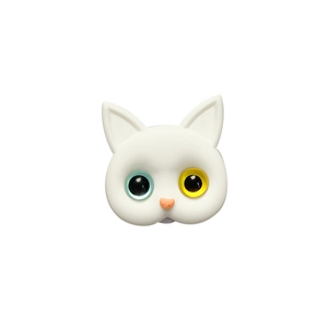 Cute cartoon cat phone socket with heterochromia eyes and matte silicone finish