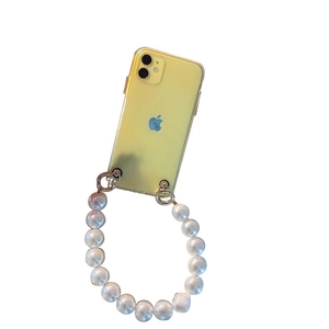 Luxury pearl handbag style phone strap with gold metal buckles for iPhone cases