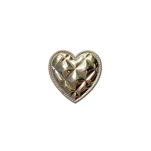 Golden heart-shaped quilted metal phone grip with vintage twisted rope border design