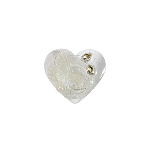 Transparent heart phone grip with white butterfly and sparkling rhinestones