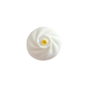 Cute steamed bun phone grip and stand with creative yellow swirl design on white background