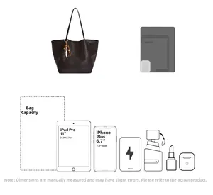 Large tote bag interior showing capacity for 11 inch iPad Pro and daily essentials