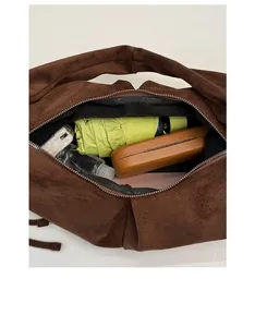 Interior view of brown leopard canvas tote bag showing large capacity for essentials