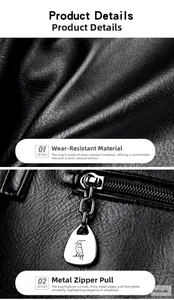 Detailed macro view of black lychee grain leather and silver smooth metal zipper
