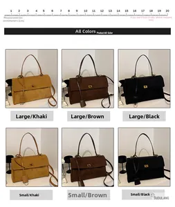 Comparaison de taille et options de couleur pour grands et petits sacs en daim vintage