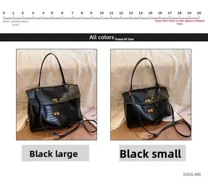 Détail de sacs cabas noirs texture crocodile avec fermoirs dorés en deux tailles