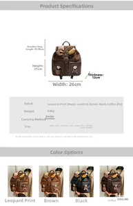 Detailed view showing vintage plush backpack dimensions and material specifications