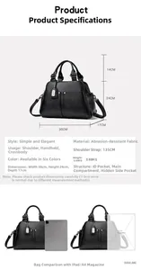 Detailed size comparison of the Boston bag with dimensions and iPad for scale