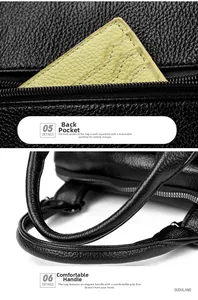 Macro detail of litchi grain leather texture with rear zipper pocket and handle