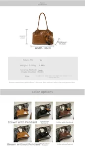 Spécifications détaillées du grand sac bandoulière en cuir ciré avec breloque alpaga