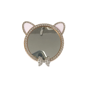 Support de téléphone pliable avec miroir et strass brillants au design oreilles de lapin