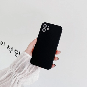 Minimalist matte black liquid silicone phone case for dual camera iPhone models