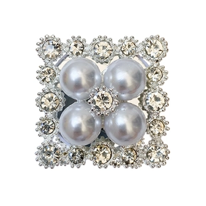 Square rhinestone and pearl phone grip stand with shiny electroplated finish and DIY style