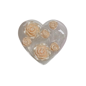3D pink rose flower and butterfly heart-shaped adjustable grip stand for phones