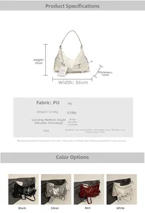 Detailed size specifications for large capacity vintage PU hobo tote with strap