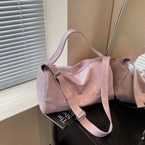 Tote Bag PU Leather Boston Shoulder Crossbody Handbag Large Capacity Casual Travel For Women Embossed Letter Decoration