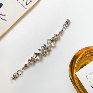 Detalle de cadena de lujo para móvil con cristales cuadrados y aleación de plata
