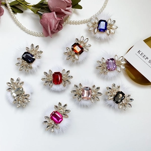 Luxury rhinestone phone grip with rectangle gemstone and soft white pom pom accessories