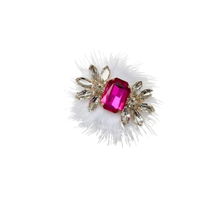 Luxe rose pink crystal phone grip with sparkling rhinestones and white faux fur trim