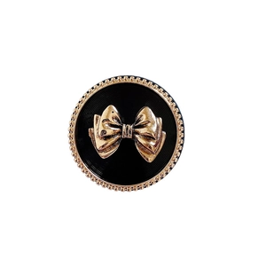 Retro metal bow phone socket mount with a 3D golden bow on a glossy black round base