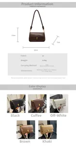 Detailed dimension chart and material specs for vintage PU leather shoulder bag