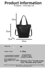 Spécifications de taille pour un sac seau minimaliste en similicuir avec bandoulière