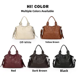 Collection of large capacity crossbody bags in five colors with lychee leather texture