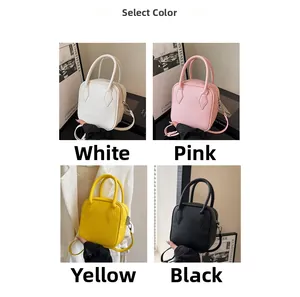 Litchi texture square bags in white, pink, yellow and black with double handles