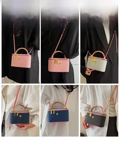 Collage of mini box bag styles showing hand-carried and crossbody wear on models