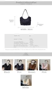 Detailed size chart of the minimalist PU leather tote bag showing 38x26x14cm dimensions