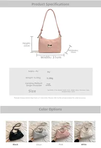 Detailed size chart for the PU shoulder bag showing 31cm width and 22cm height with metal bow