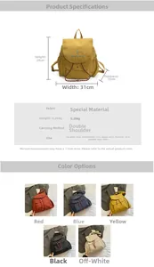 Spécifications détaillées de taille et poids pour le sac à dos vintage en toile