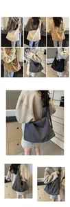 Vues détaillées des grands sacs hobo plissés en quatre couleurs neutres minimalistes