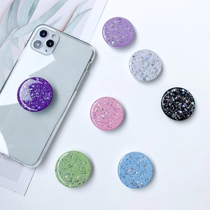 Starry glitter pop socket set in seven colors with moon and star sequins for phone