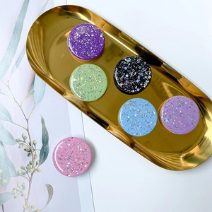 Starry glitter pop socket set for phones in colorful sequin moon and star patterns