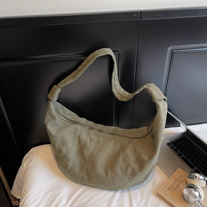 Women Large Capacity Nylon Crescent Hobo Bag Minimalist Croissant Crossbody Shoulder Bag With Knot Strap Casual Travel Bag