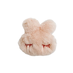 Pink plush rabbit phone socket holder with closed-eye embroidery for smartphones