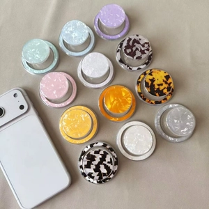 Magnetic Phone Stand Round Shell Pattern Detachable Grip Holder Smartphone Accessories Minimalist ABS