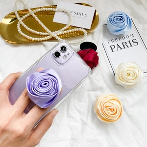 Satin Rose Flower Phone Grip Stand Folding Expandable Airbag Bracket Elegant Handheld Mobile Phone Socket Accessory