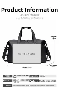 Detailed view of the 645g lightweight travel bag with 15.6-inch laptop size comparison