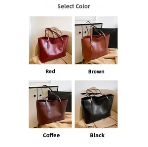 Selection of large vintage tote bags in red, brown, coffee and black colors