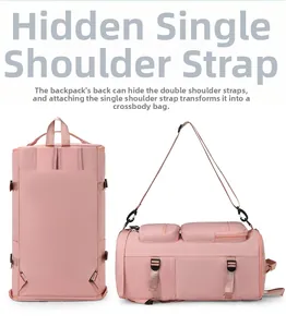 Sac de fitness rose avec bretelles cachées et conception de transport multi-usage
