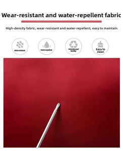 Macro shot of durable red water-resistant fabric undergoing a scratch resistance test
